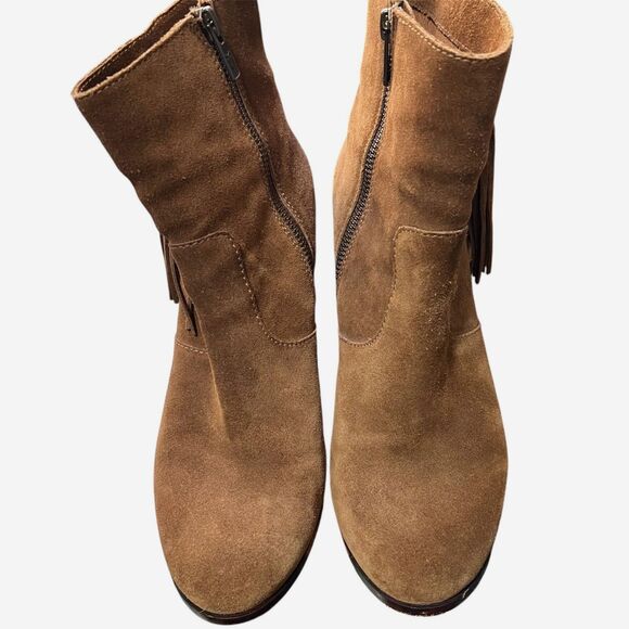 Frye Myra Tassel Lace Chestnut Leather Suede Booties 7.5 - Picture 6 of 10